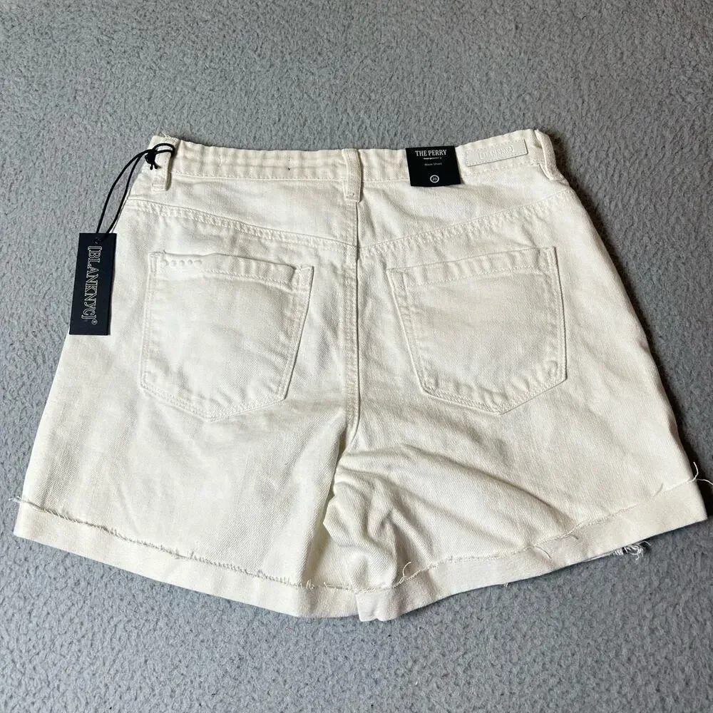 BLANKNYC Short Womens 26‎ Cream Denim The Perry In See You Again Distressed NEW